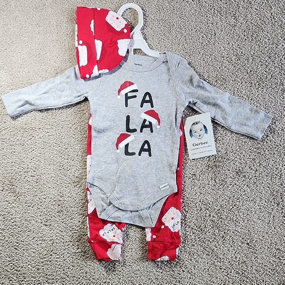 Gerber Festive Gray and Red Baby Bodysuit Set